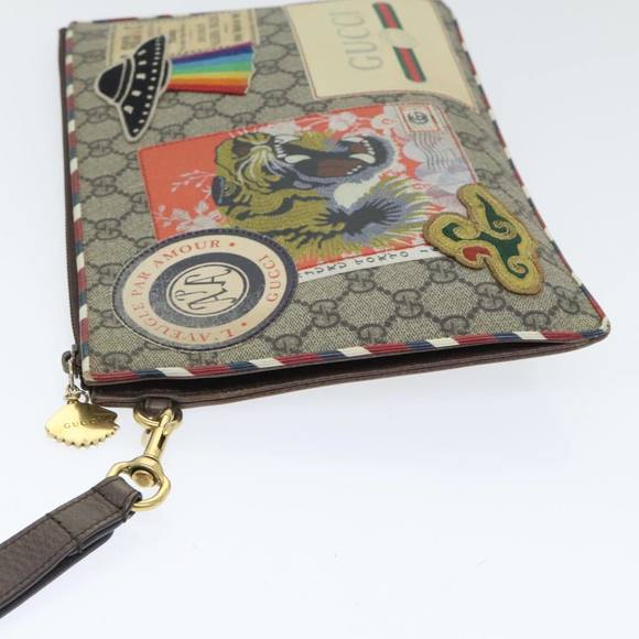 GUCCI GG Supreme Clutch Bag PVC Beige 473915 Auth 89765 - Picture 5 of 16